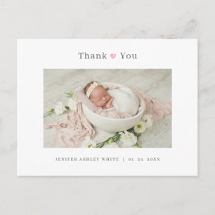 Postale Carte de remerciement bébé photo minimaliste migno