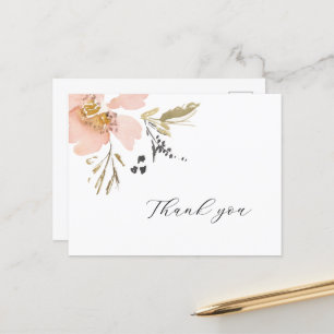 Postale Carte de remerciement classique à motif floral aqu