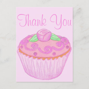 Postale Carte de remerciement Cupcake Rose Vert 2