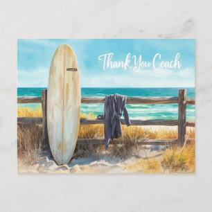 Postale Carte de remerciement de coach de surf Planche d