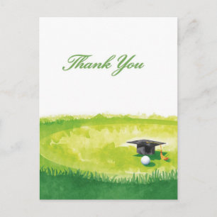 Postale Carte de remerciement de fin d'études de golf sur