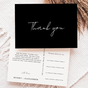 Postale Carte de remerciement de mariage à l'écriture mode