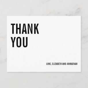 Postale Carte de remerciement de mariage à typographie sim