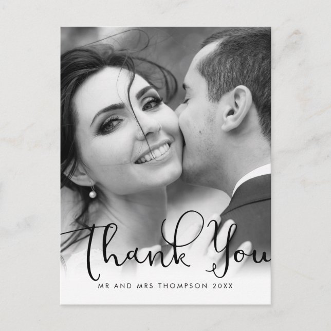 Postale Carte de remerciement de mariage avec photo au scr (Devant)
