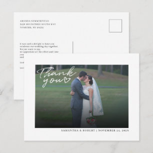 Postale Carte de remerciement de mariage avec photo et écr