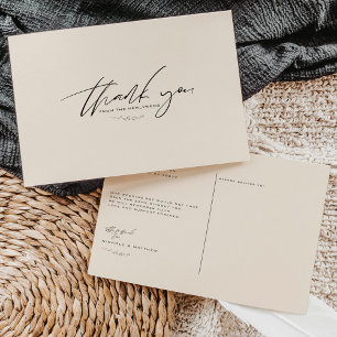 Postale Carte de remerciement de mariage couleur neutre mi
