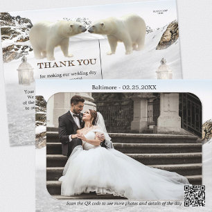 Postale Carte de remerciement de mariage d'hiver avec phot