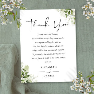 Postale Carte de remerciement de mariage Floral Greenery