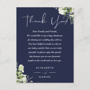 Postale Carte de remerciement de mariage Navy Blue Greener
