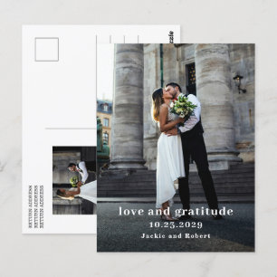Postale Carte de remerciement de mariage photo moderne min