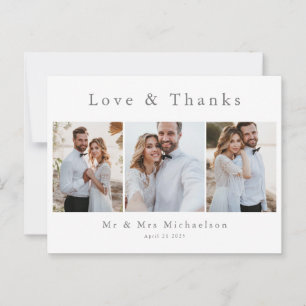 Postale Carte de remerciement de mariage photo moderne sim