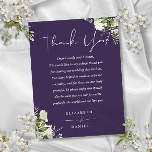 Postale Carte de remerciement de mariage Purple Greenery