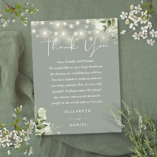 Postale Carte de Remerciement de Mariage Vert Sauge