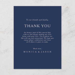 Postale Carte de remerciement de réception classique bleu 
