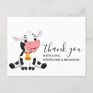 Postale Carte de remerciement de veau bébé dessin animé mi