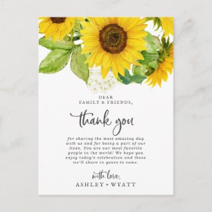 Postale Carte de Remerciement Fleur de Tournesol de Campag