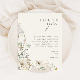 Postale Carte de remerciement ivoire Whimsical Wildflower