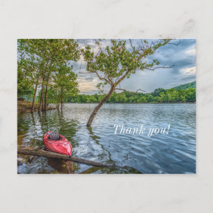 Postale Carte de remerciement Kayak Flottant sur le lac Ta