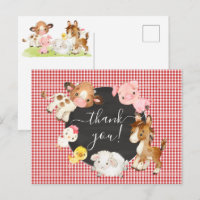 Carte de remerciement pour Baby Shower Ferme Anima