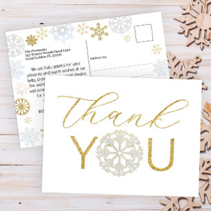 Postale Carte de remerciement pour Baby Shower Flocon de N