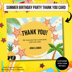 Postale Carte de remerciement pour le double anniversaire 