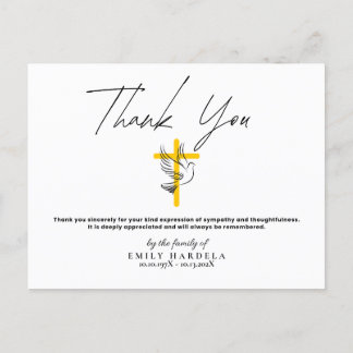 Postale Carte de remerciement pour les funérailles de Dove
