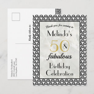 Postale Carte de remerciement pour un 50ème anniversaire f