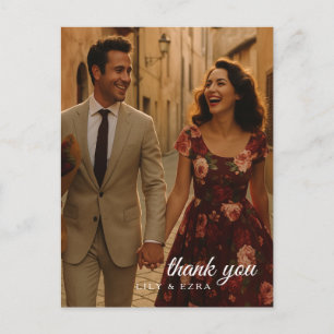 Postale Carte de remerciement rose et bordeaux