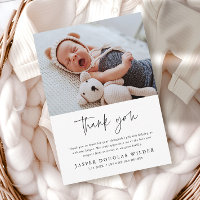 Carte de remerciement simple avec photo de bébé et