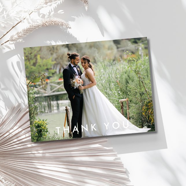 Postale Carte de remerciement simple de photo de mariage (Simple Wedding Photo Thank You Card)
