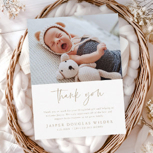 Postale Carte de remerciement simple pour bébé avec photo
