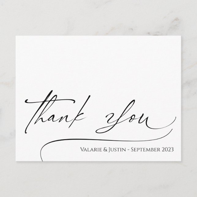 Postale Carte de remerciement simple script (Devant)