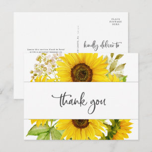 Postale Carte de remerciement Tournesol de campagne