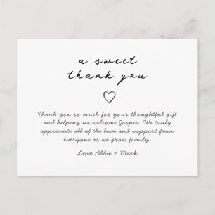 Postale Carte de remerciements bébé simple et élégant