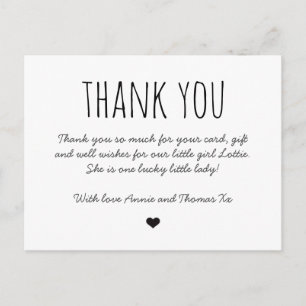 Postale Carte de remerciements bébé, simple merci