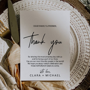 Postale Carte de remerciements d'accueil de calligraphie W