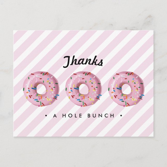 Postale Carte de remerciements de beigne rose arc-en-ciel (Devant)