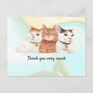 Postale Carte de remerciements de chat avec trois chats so