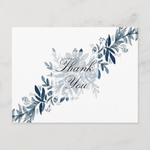 Postale Carte de remerciements de fleurs bleues d'Indigo