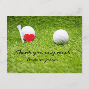 Postale Carte de remerciements de golf pour mariage golfeu