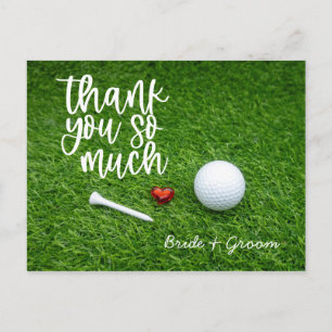 Postale Carte de remerciements de golf pour mariage golfeu