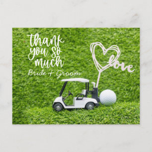 Postale Carte de remerciements de golf pour mariage golfeu
