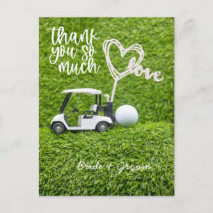 Postale Carte de remerciements de golf pour mariage golfeu