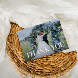 Postale carte de remerciements de mariage de texte minimal