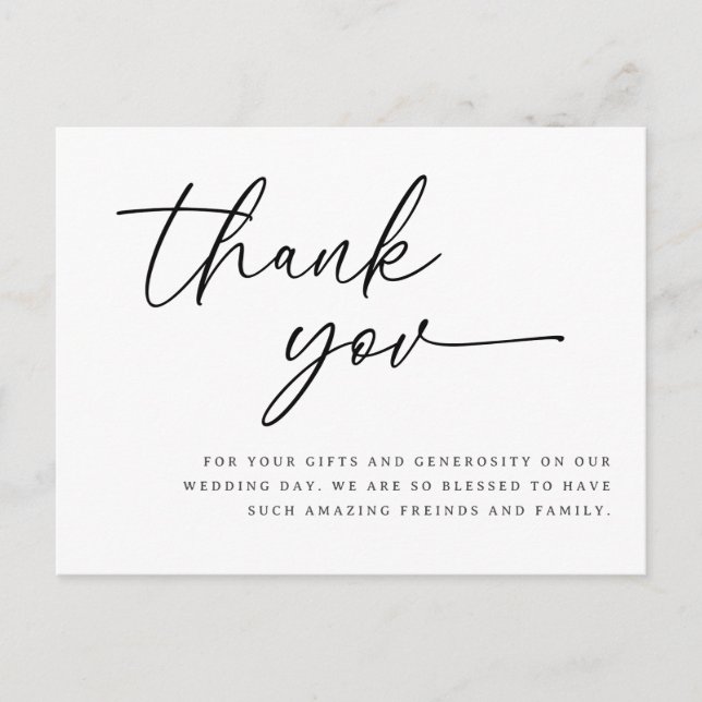 Postale carte de remerciements de script mariage message d (Devant)