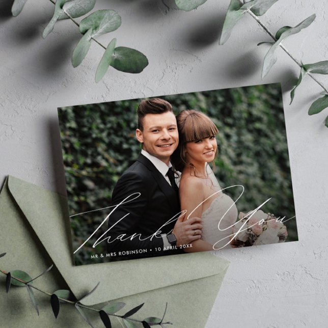 Postale carte de remerciements de script moderne main uniq (Créateur téléchargé)