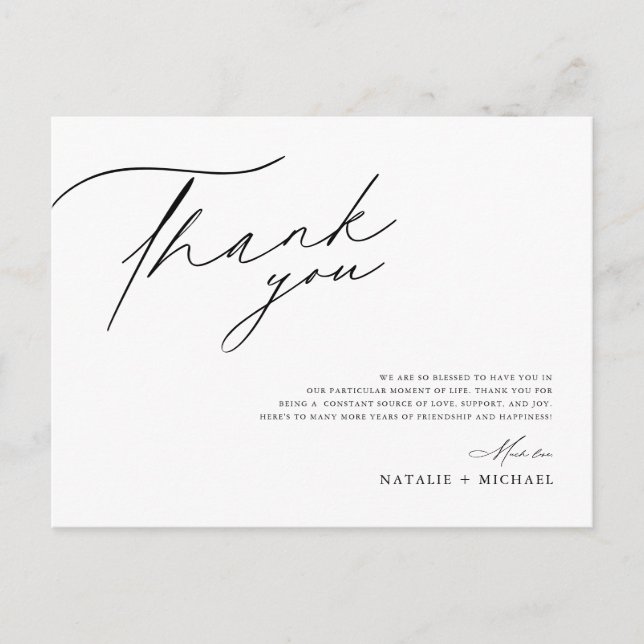 Postale Carte de remerciements de table Mariage minimalist (Devant)