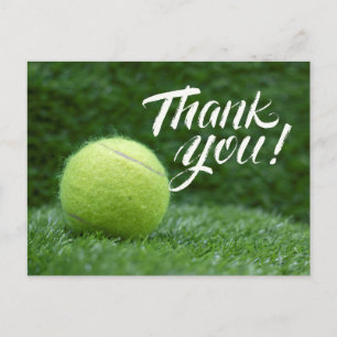 Postale Carte de remerciements de tennis avec balle en ver