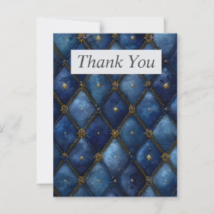 Postale Carte de remerciements Diamants Bleus et Or