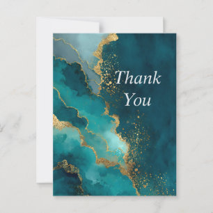 Postale Carte de remerciements en marbre vert, Turquoise e